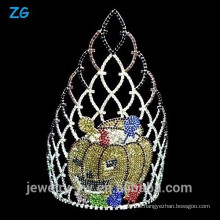 Große farbige Kristall Halloween Kürbisse Krone, Festzug Krone